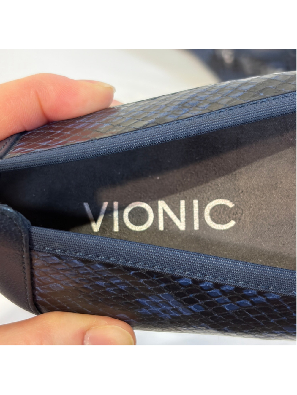 Vionic Spark Minna Navy Black Snake Print Ballet Flats Women’s Size 8 Orthotic - Picture 10 of 14